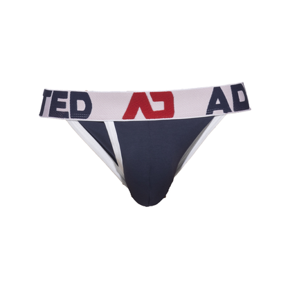 ADDICTED Open Fly Cotton Bikini Navy/White