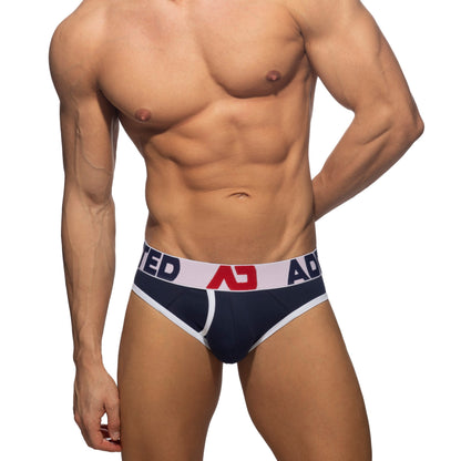 ADDICTED Open Fly Cotton Brief Navy/White